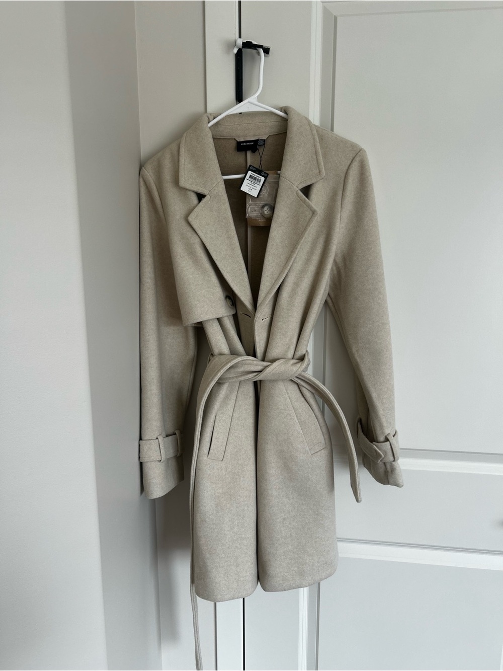 Vero Moda Beige Trench Coat with Self-Tie Belt